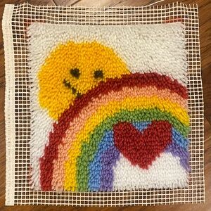 WonderArt Sunshine Rainbow and Smiley Latch Hook Rug or Wall Hanging